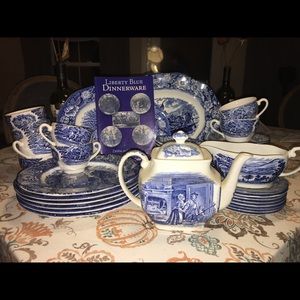 54pc Staffordshire Liberty Blue Dish Set